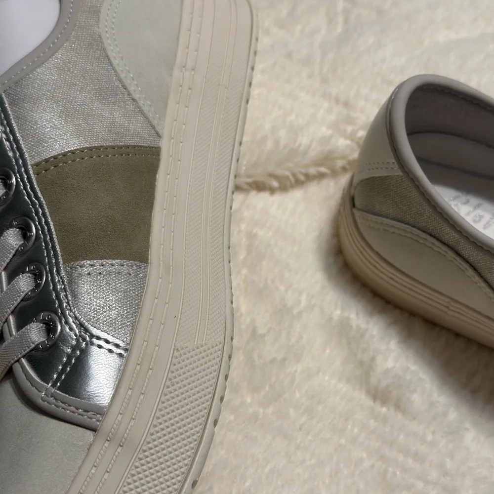 Stylish White and Gray Sneakers